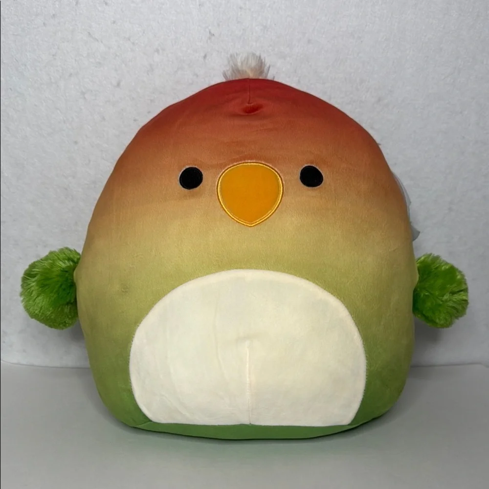 Squishmallow Plushie Elliene Red and Green Parrot 8